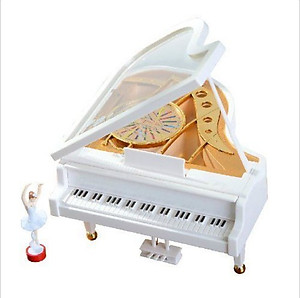 Baby Grand Musical White Piano With Ballerina