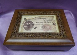Rosewood Sculpted Inlay Photo Frame Music Box #16699