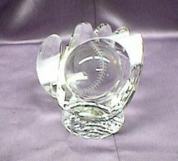 Catchers Glove and Baseball Crystal Sculpture #24474
