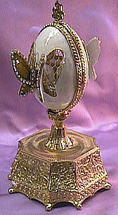 Musical Butterfly Egg with Rose
