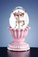 Pink Oval Carousel Horse Musical Waterglobe #31154