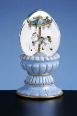 Blue Oval Carousel Horse Musical Waterglobe #32007