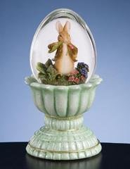 Benjamin Bunny Eating Radishes Egg Shaped Musical Waterglobe  #42945