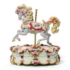 Hearts and Roses Single Horse Musical Carousel #48671