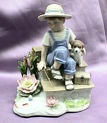 Boy with Pup Fishing Music Box #80011