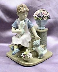 Girl with Kittens Music Box #80012