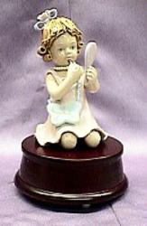 Little Girl Playing Dress Up Musical Figurine #lipstick-