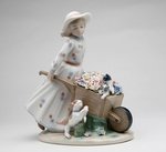 Porcelain Non-Musical Figurine Wheel Barrow #P10389