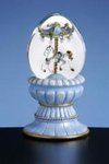 Blue Oval Carousel Horse Musical Waterglobe #32007