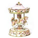 Hearts and Roses 3 Horse Carousel Music Box #48664