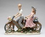 Porcelain Non-Musical Figurine of Couple on Bike #P96644
