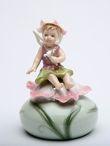 Fairy with Pink Flower Porcelain Music Box