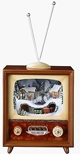 Animated Christmas Scene T.V Music Box #C36433