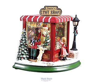 Santa Corner Shop Music Box