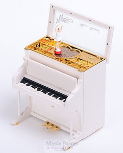 Upright Musical White Piano With Ballerina