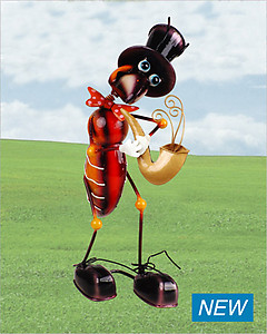 Ant With Saxophone Metallic Figurine