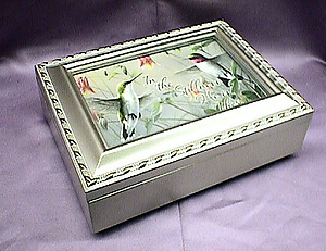 Hummingbirds Champagne Silver Music Box # HB044