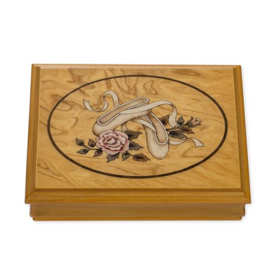 Ballerina Slippers Wooden Musical Jewelry Box #28076