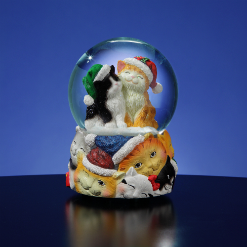 Christmas Cats Musical Snow Globe