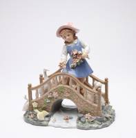 Girl On Bridge Porcelain Music Box