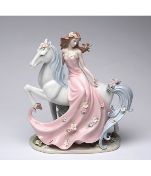 Enchanting Lady with Horse Porcelain Figurine