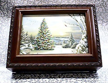 Christmas Tree Musical Picture Frame Rosewood Box #Tree2