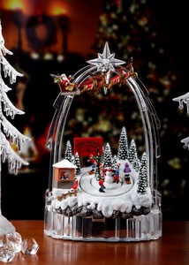 Santa Over Ski Slope Music Box