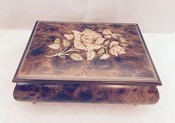 Italian Rose Inlaid Musical Jewelry Box #2462ROSE