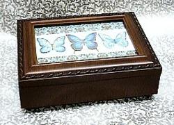 Blue Butterflies Rosewood Box --- Blue #BB2044 