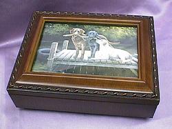 Labrador Dogs Rosewood Music Box # 3dogs