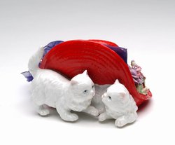 Cats in a Red Hat Porcelain Music Box