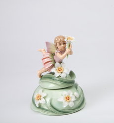 Fairy with Daffodil Porcelain Music Box