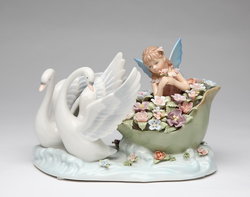 Swans with Fairy Porcelain Music Box #80077