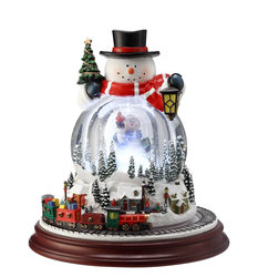Double Snowman Musical Motion Waterglobe  #IC94044