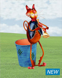 Cat With Trumpet Metallic Figurine # YDCTR