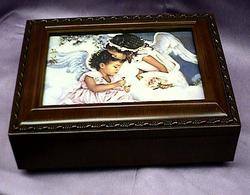 African American Little Angels Rosewood Music Box #mb240