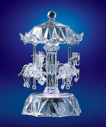 3 Horse Acrylic Musical Carousel  #IC90035