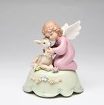 Porcelain Angel with Deer Music Box #10373