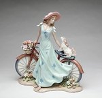 Porcelain Lady with Bicycle Figurine #P10414