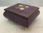 Italian Floral Edelweiss Inlaid Musical Ring Box #17Plum