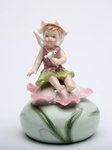 Fairy with Pink Flower Porcelain Music Box 