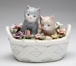 Porcelain Kittens in a Basket  #P73776