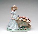 Porcelain Flower Cart Figurine #P96491