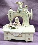 Porcelain Sewing Machine/ Mice Music Box #58022